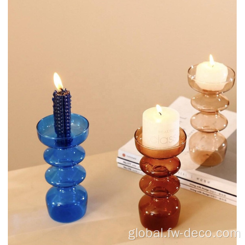 Colored Candle Glass Holders custom colored Scandi glass candle holder candlestick Factory